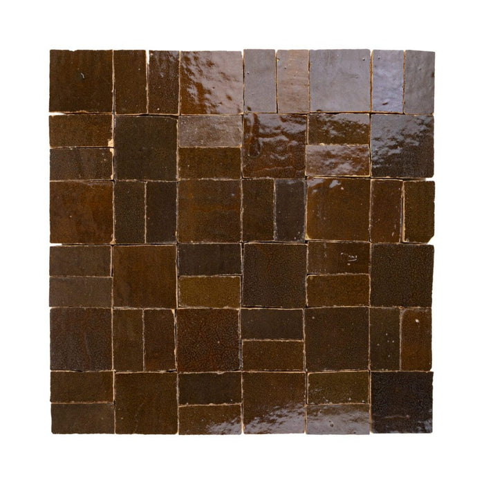 Lungarno - Zellige Bespoke - Crosshatch Terracotta Mosaic - Espresso Noire