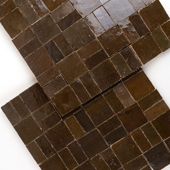 Lungarno - Zellige Bespoke - Crosshatch Terracotta Mosaic - Espresso Noire v2