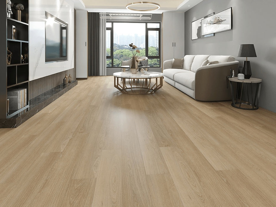 Tesoro - OakSong - 7 in. x 48 in. Luxury Engineered Planks - Fawn floor installation