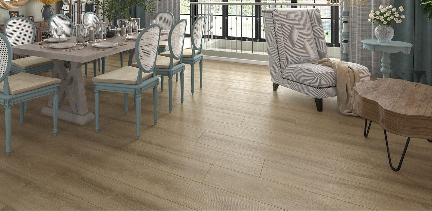 FirmFit - Intown Collection - 9 in. x 60 in. Luxury Vinyl Plank - Galleria Room Scene