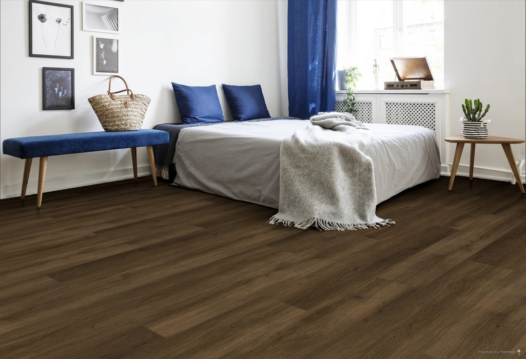 FirmFit - Intown Collection - 9 in. x 60 in. Luxury Vinyl Plank - Cappuccino Room Scene
