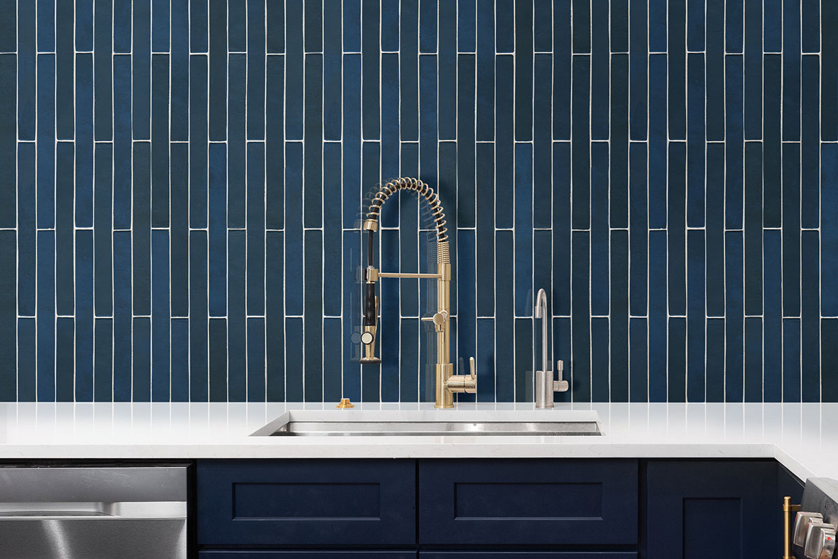 MSI - Flamenco 2 in. x 18 in. Subway Tile - Hale Navy Kitchen Install