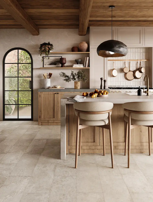 Mannington - ADURA Flex - 12 in. x 24 in. Luxury Vinyl Tile - Fresco - Dry Plaster Kitchen Install