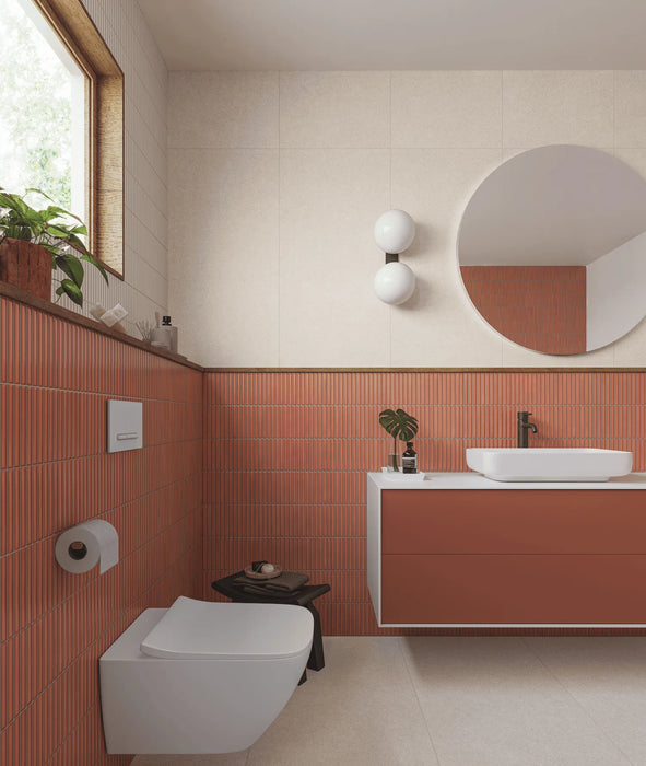MDT - Deco Lingot 12 in. x 24 in. Porcelain Tile - Coral installed