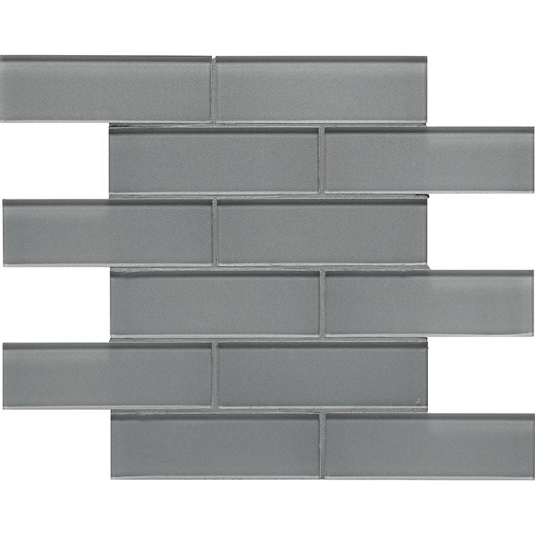 Arizona Tile - Dunes Series - 2" x 6" Stagger Joint Glass Mosaic - Platinum