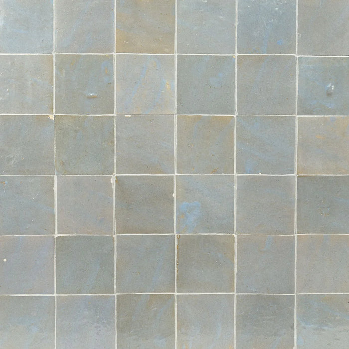lungarno - Zellige Classique 4 in. x 4 in. Glazed Terracotta Wall Tile - Gris Perle Installed