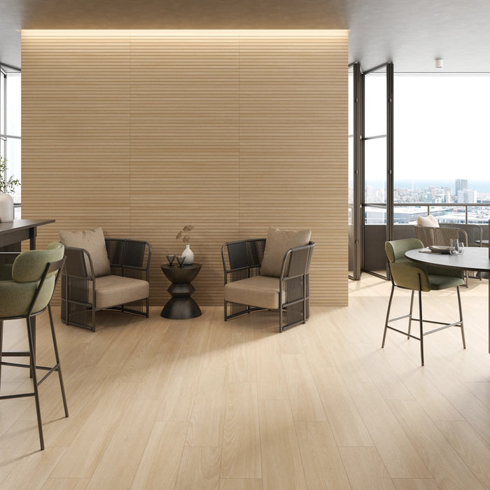 Bedrosians Tile & Stone - Strata 8" x 48" Porcelain Tile - Haya floor installation