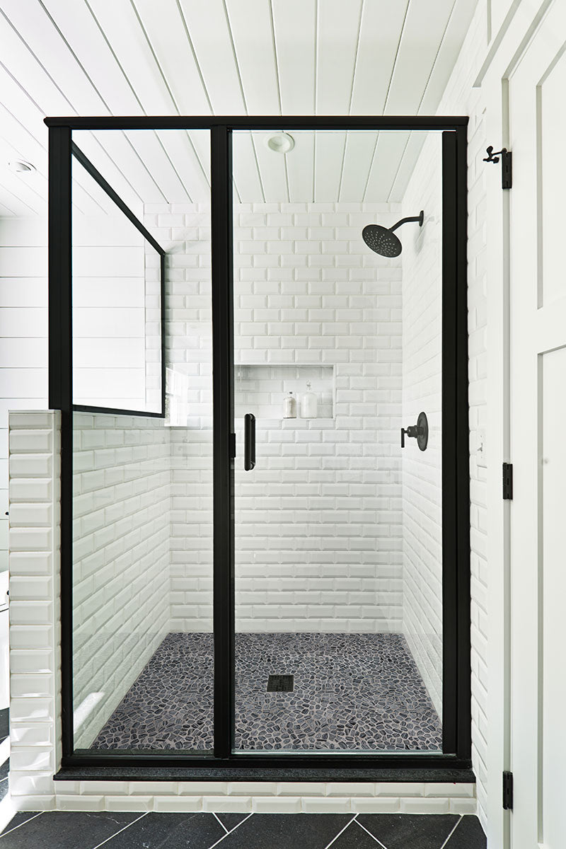 MSI - Henley Pebble Tumbled Marble Mosaic Shower Install