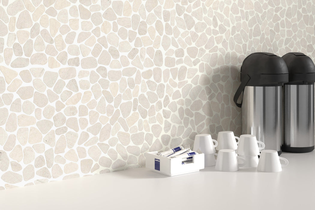 Emser Tile - Cultura 12" x 12" Pebbles Mosaic - Ivory Installed