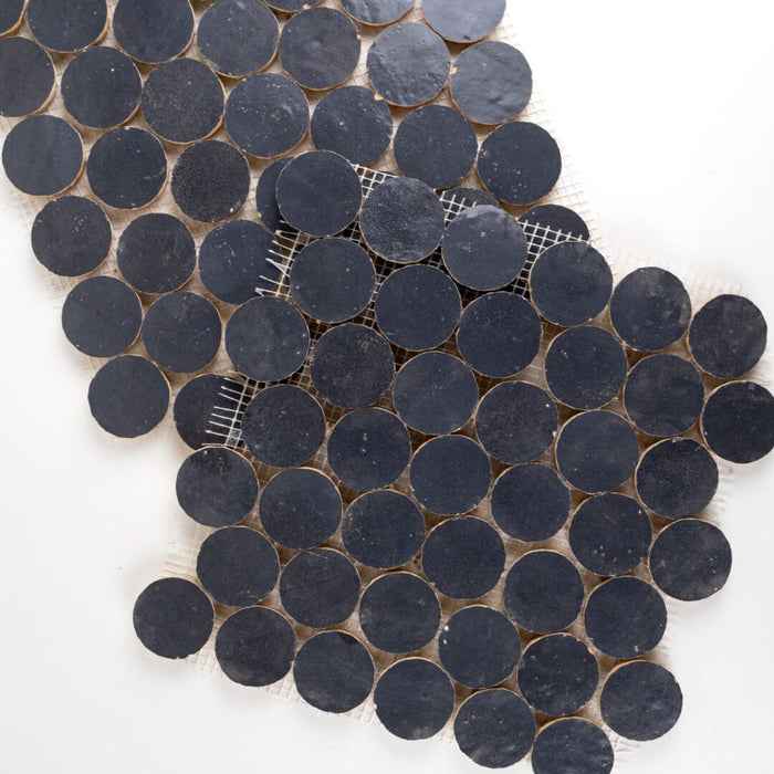 Lungarno - Zellige Bespoke - Circles Terracotta Mosaic - Indigo Mist v2
