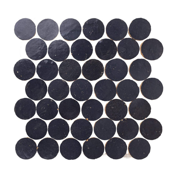 Lungarno - Zellige Bespoke - Circles Terracotta Mosaic - Indigo Mist