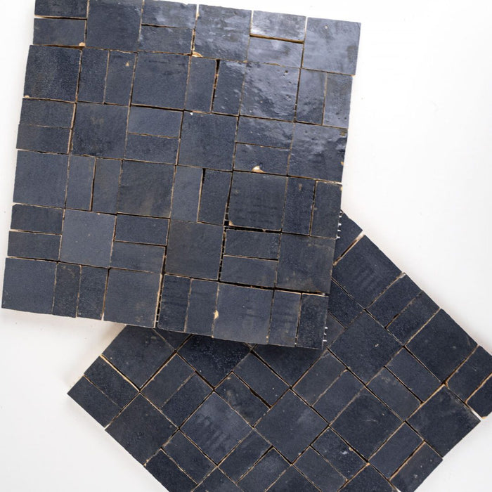Lungarno - Zellige Bespoke - Crosshatch Terracotta Mosaic - Indigo