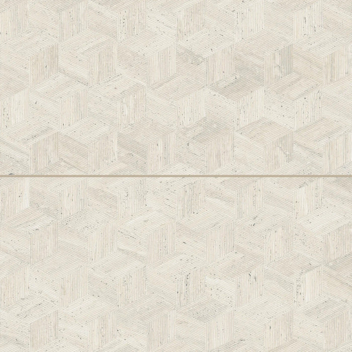 Bedrosians - Sensi Roma 24" x 48" Satin Porcelain Cube Deco Tile - Ivory