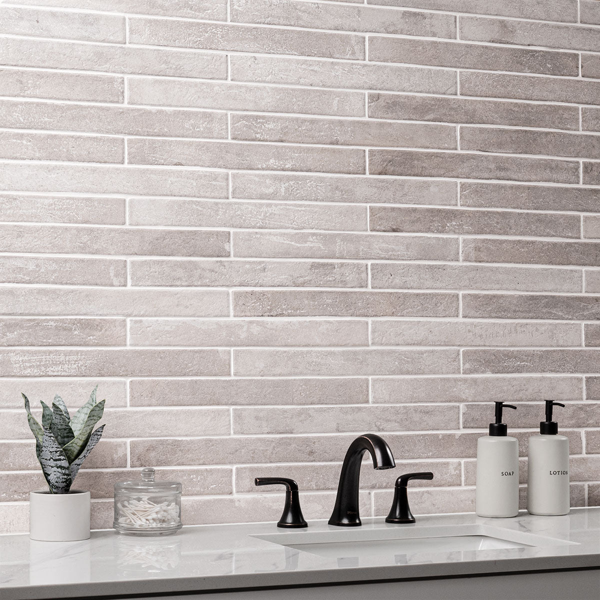 MSI - Brickstone 2 in. x 18 in. Porcelain Tile - Ivory Backsplash View