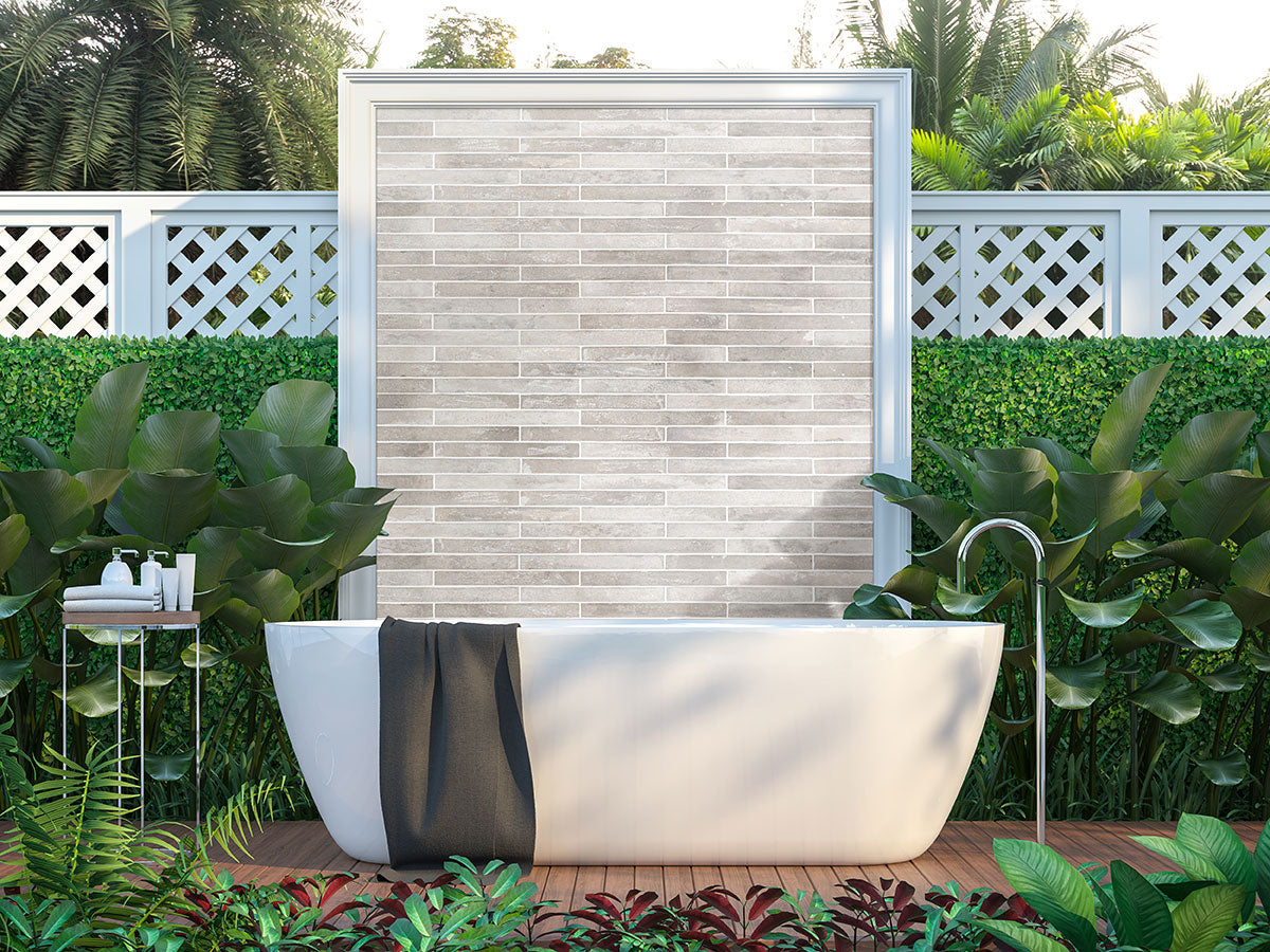 MSI - Brickstone 2 in. x 18 in. Porcelain Tile - Ivory Outdoor Install