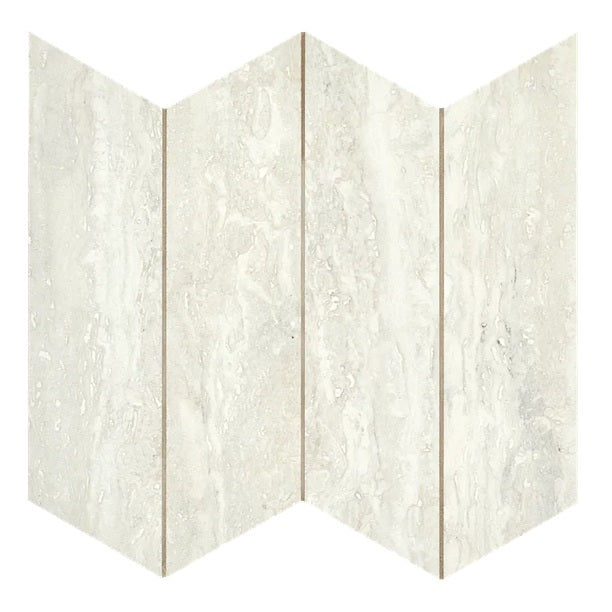 Arizona Tile - Invictus Vein Cut Chevron Polished Porcelain Mosaic - Ivory