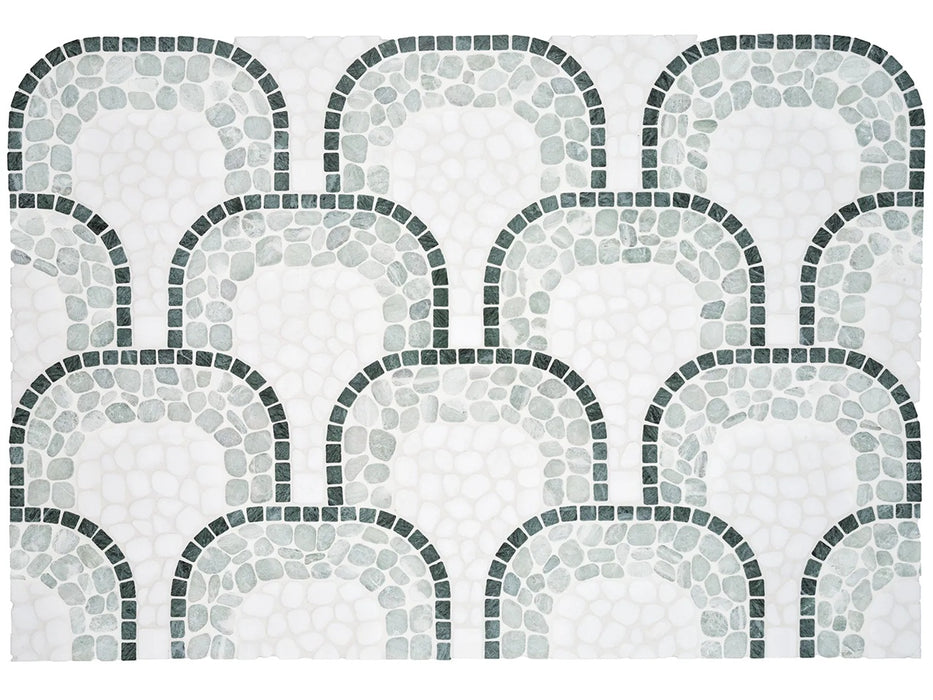 Anatolia - Cabana 8 in. x 15 in. Tumbled Stone Pebble Mosaic - Flow - Jade