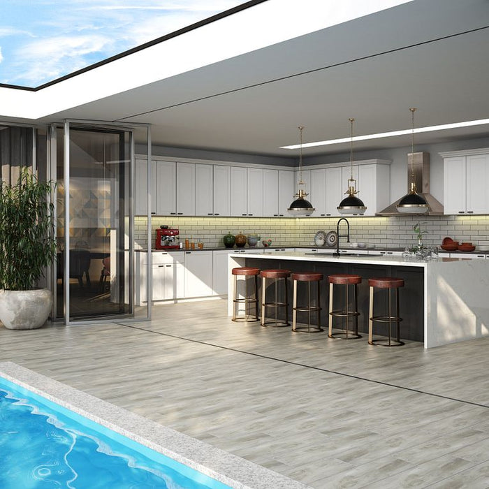 Arizona Tile - Aequa Series - 8" x 32" R11 Anti Slip Porcelain Tile - Cirrus floor installation