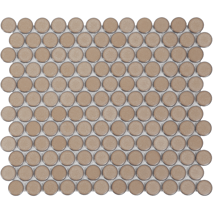 Maniscalco - Chameleon Series - 1" x 1" Porcelain Penny Round Mosaic - Creme Brulee