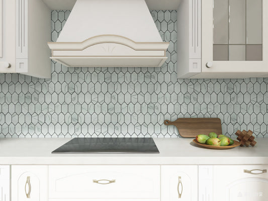 Maniscalco - Provence - Mini Provenzal 2 in. x 4 in. Porcelain Mosaic - Carrara Wall Install