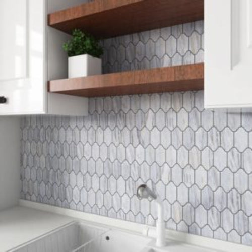 Maniscalco - Provence - Mini Provenzal 2 in. x 4 in. Porcelain Mosaic - Vallee Azur Wall Install