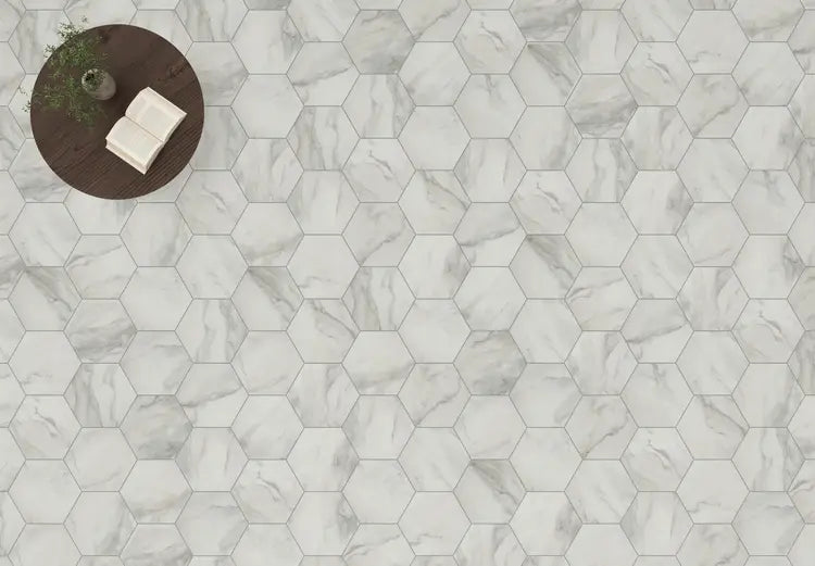 Mannington - Adura Apex - Artemis 13.6 in. x 11.8 in. Hexagon Luxury Vinyl Tile - Cloud Cover Installed