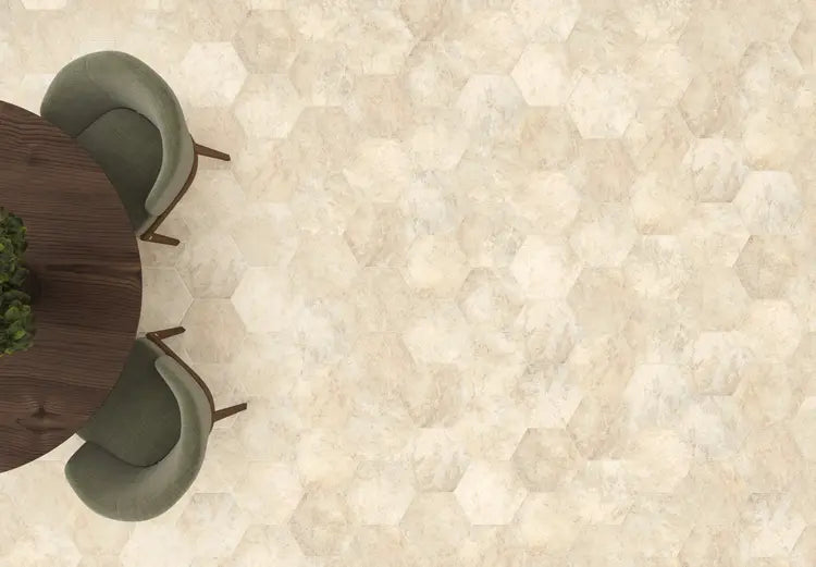 Mannington - Adura Apex - Luxxe 13.6 in. x 11.8 in. Hexagon Luxury Vinyl Tile - Pearl Installed