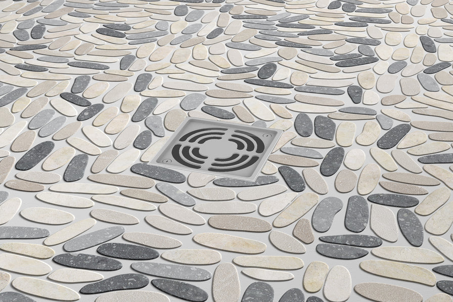 Emser Tile - Venetian Pebbles - 12&quot; x 12&quot; Stone Mosaic - 4 Color Installed