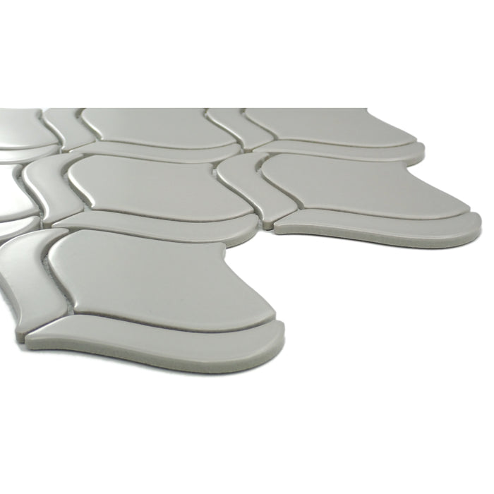 Emser Tile - Mythos™ - 11 in. x 12 in. Ceramic Arabesque Mosaic Wall Tile - Gray