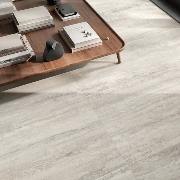 Arizona Tile - Invictus Vein Cut Series - 24&quot; x 48&quot; Matte Porcelain Tile - Pearl floor installation