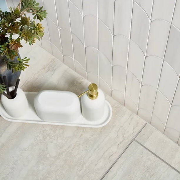 Arizona Tile - Invictus Vein Cut Series - 24" x 48" Matte Porcelain Tile - Pearl floor installation