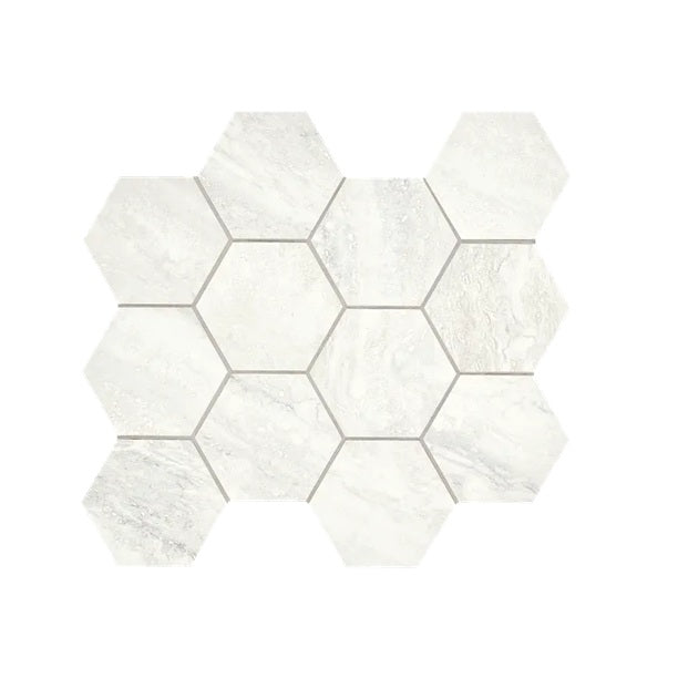 Arizona Tile - Invictus Vein Cut 4&quot; Hex Matte Porcelain Mosaic - White