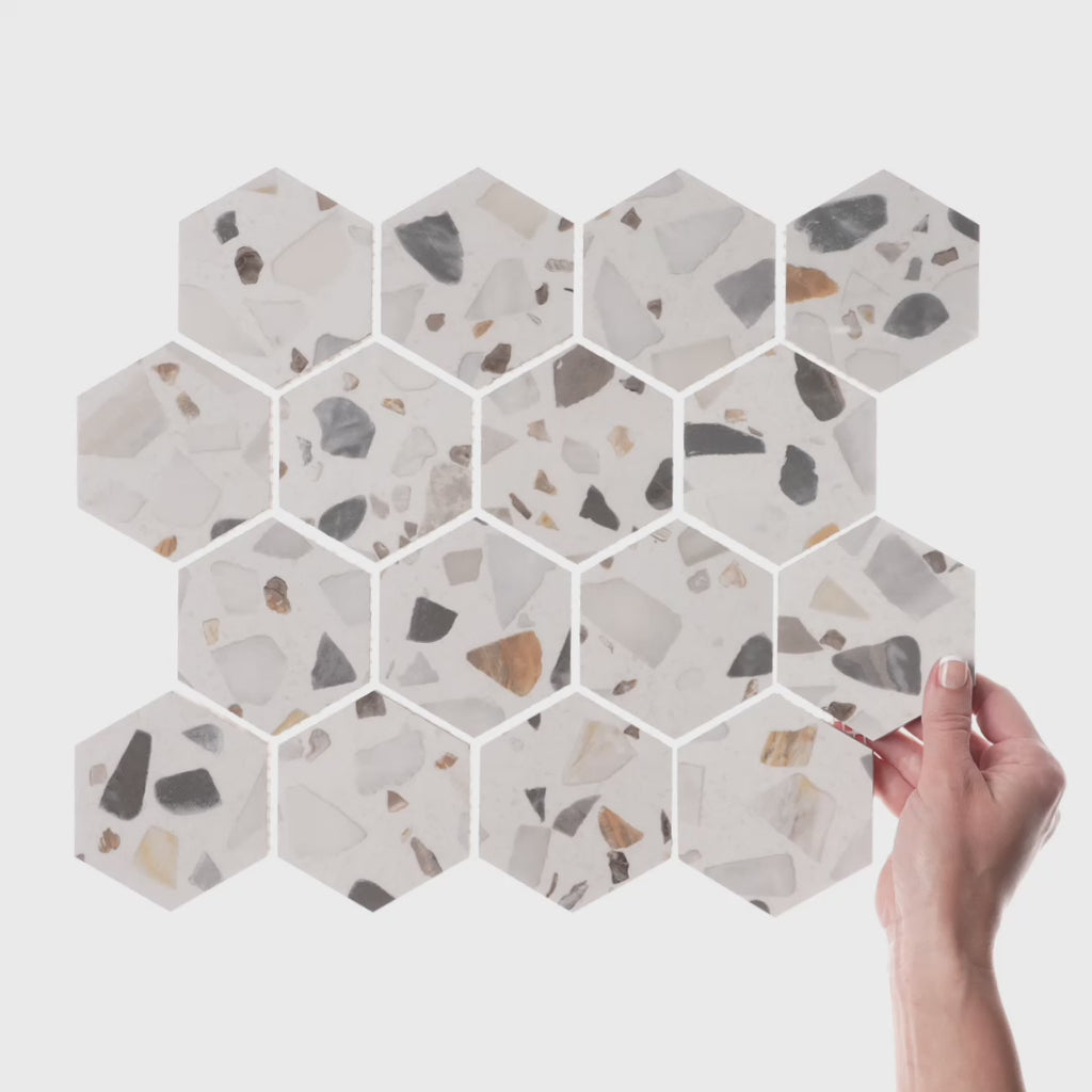 Marazzi - Curation 15 in. x 12 in. Polished Porcelain Hex Mosaic - Shore