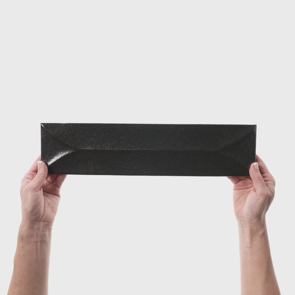 Marazzi - Terramater 3.5 in. x 15 in. Glossy Porcelain Tile - Wave Crest Carbone