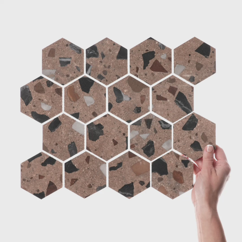 Marazzi - Curation 15 in. x 12 in. Polished Porcelain Hex Mosaic - Clay