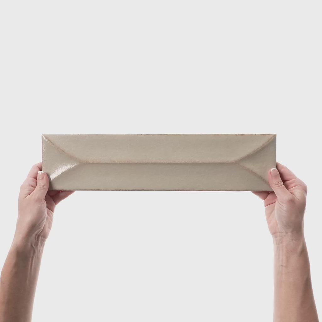 Marazzi - Terramater 3.5 in. x 15 in. Glossy Porcelain Tile - Wave Crest Dune