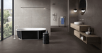 Happy Floors - Phase 24 in. x 48 in. Matte Porcelain Tile - Dark floor and wall installation