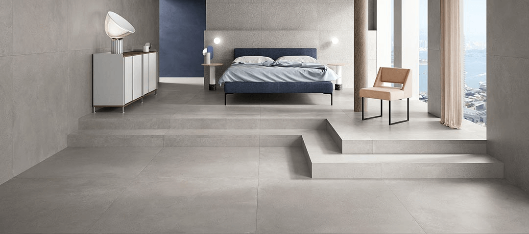 Happy Floors - Phase 24 in. x 24 in. Matte Porcelain Tile - Grey floor and wall installation