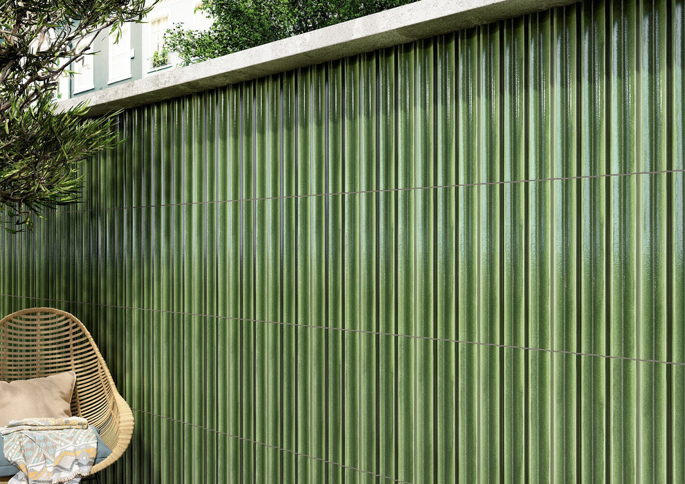 Emser Tile - Tubage - 7" x 16" Glazed Porcelain Tile - Green Wall Install