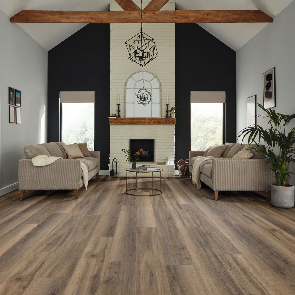 Karndean Korlok Reserve 48 in. x 7 in. Luxury Vinyl Tile - Smoked American Maple Room Scene