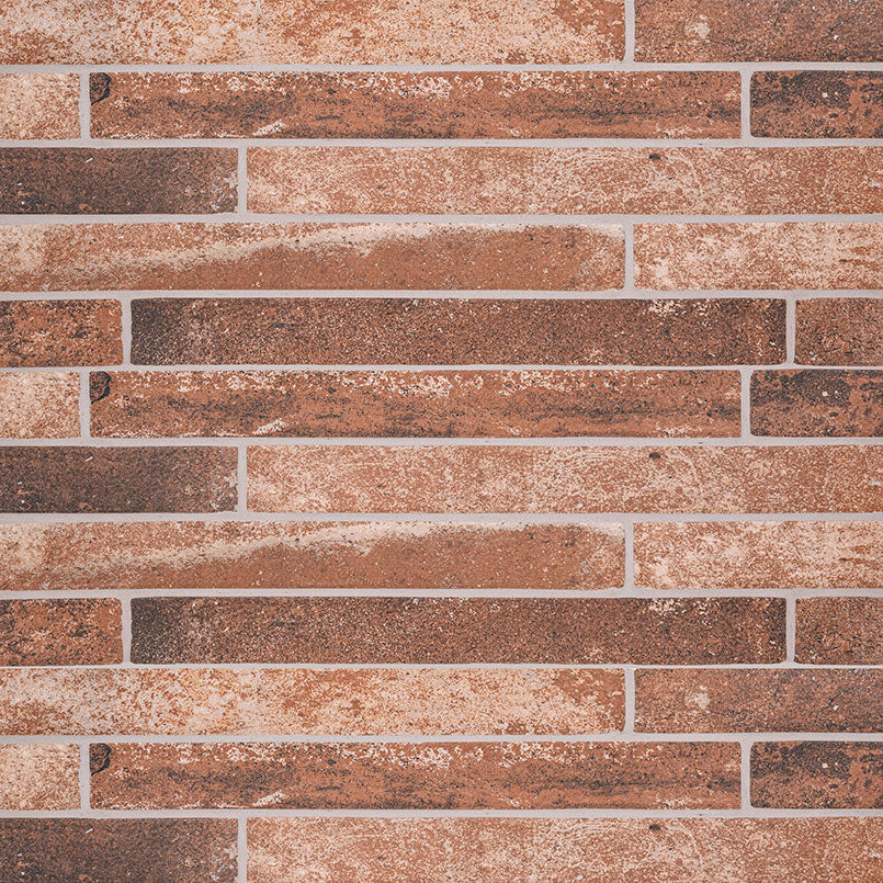 MSI - Brickstone 2 in. x 18 in. Porcelain Tile - Red Brick