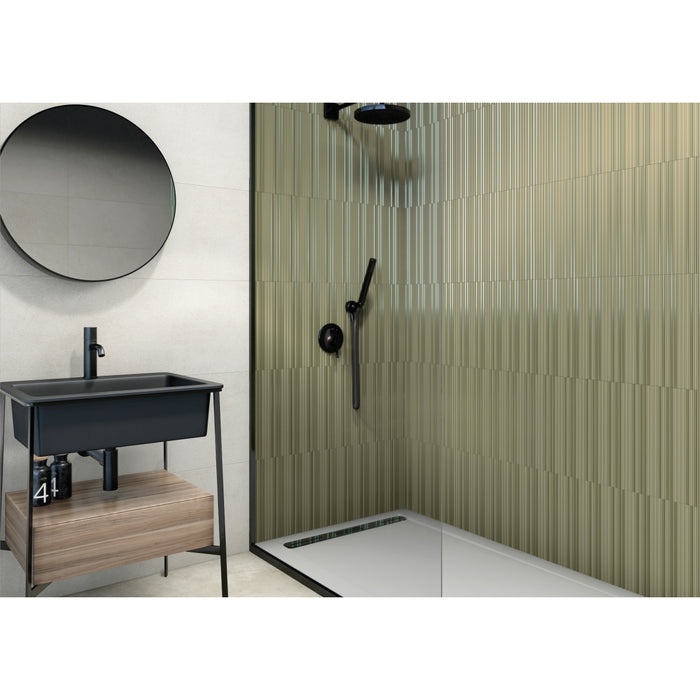 Emser Tile - Ribbella - 4" x 15" Glossy Porcelain Tile - Forest Installed