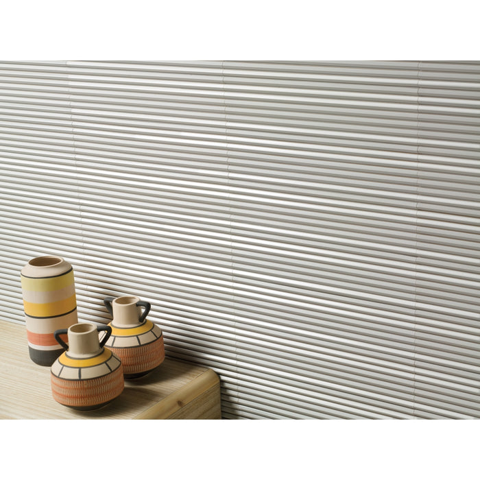 Emser Tile - Ribbella - 4" x 15" Glossy Porcelain Tile - Ivory Installed