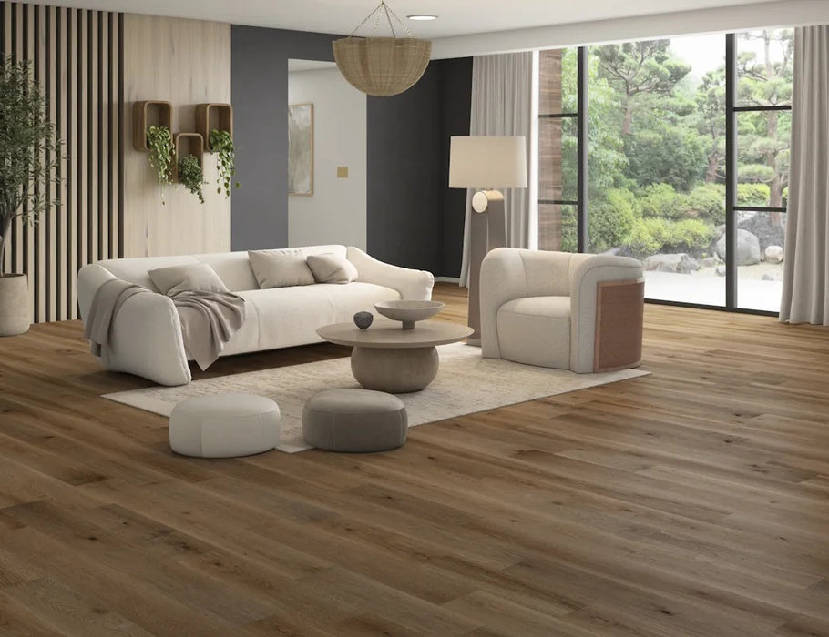 LM Flooring - Duet Herringbone & Plank 7.5 in Engineered Hardwood - Rochester's Devotion floor installation