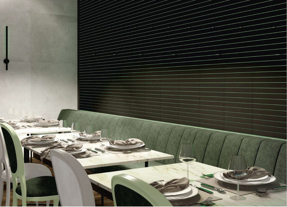 Emser Tile - Enhance - Radiant - 6" x 16" - Extruded Glazed Porcelain - Wave Black Installed