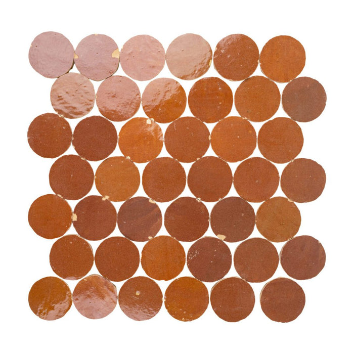 Lungarno - Zellige Bespoke - Circles Terracotta Mosaic - Sundried Clay