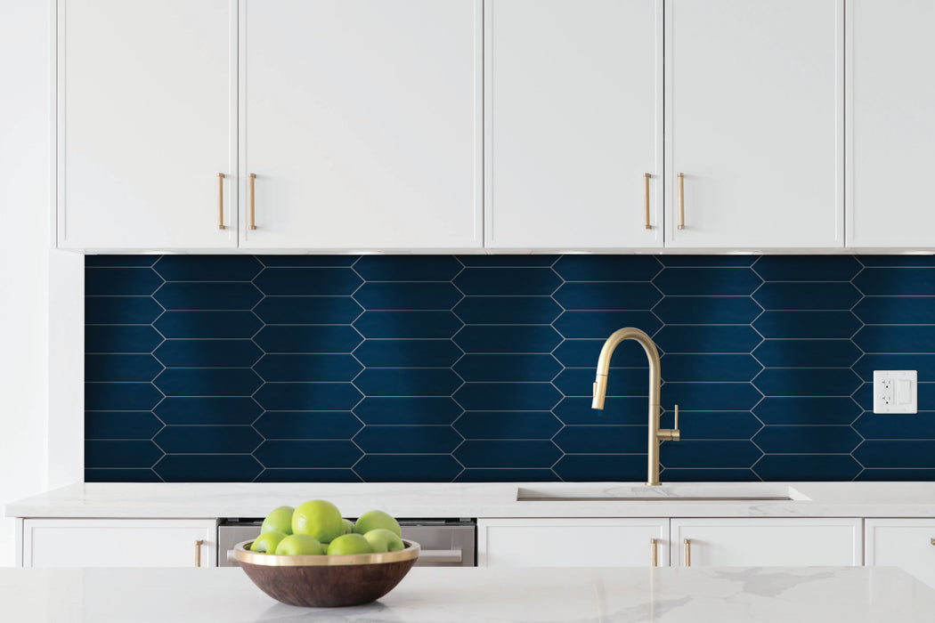 Tesoro - Marrow Collection - 3 in. x 12 in. Glossy Ceramic Wall Tile - Midnight Installed