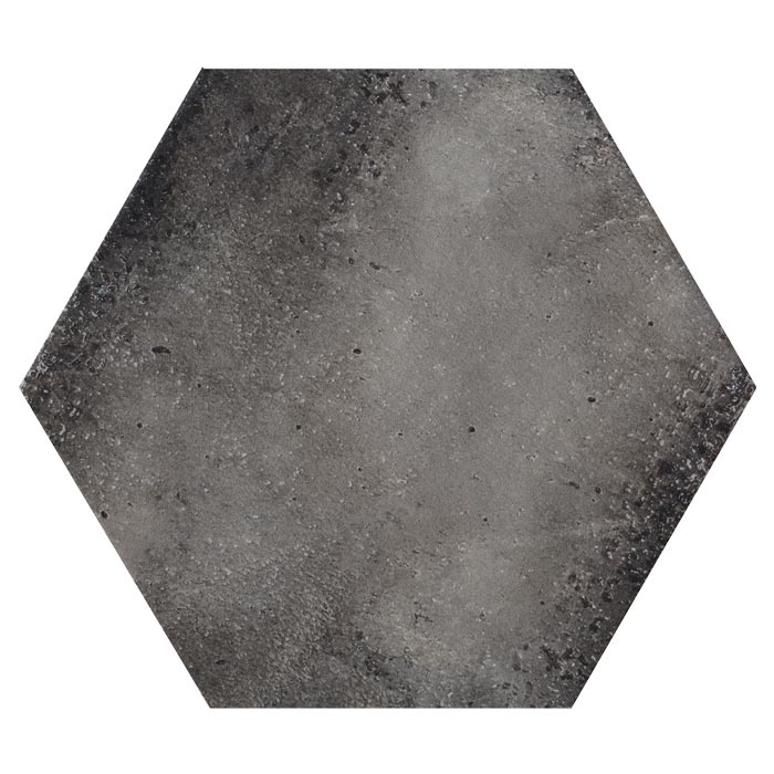 Tesoro - Fuoritono Collection - 9.25 in. x 10.75 in. Hexagon Porcelain Glossy Tile - Nero