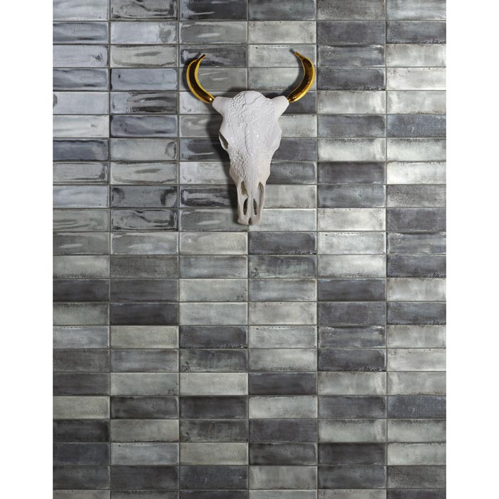 Tesoro - Fuoritono Collection - 4 in. x 12 in. Porcelain Glossy Tile - Petrolio Installed