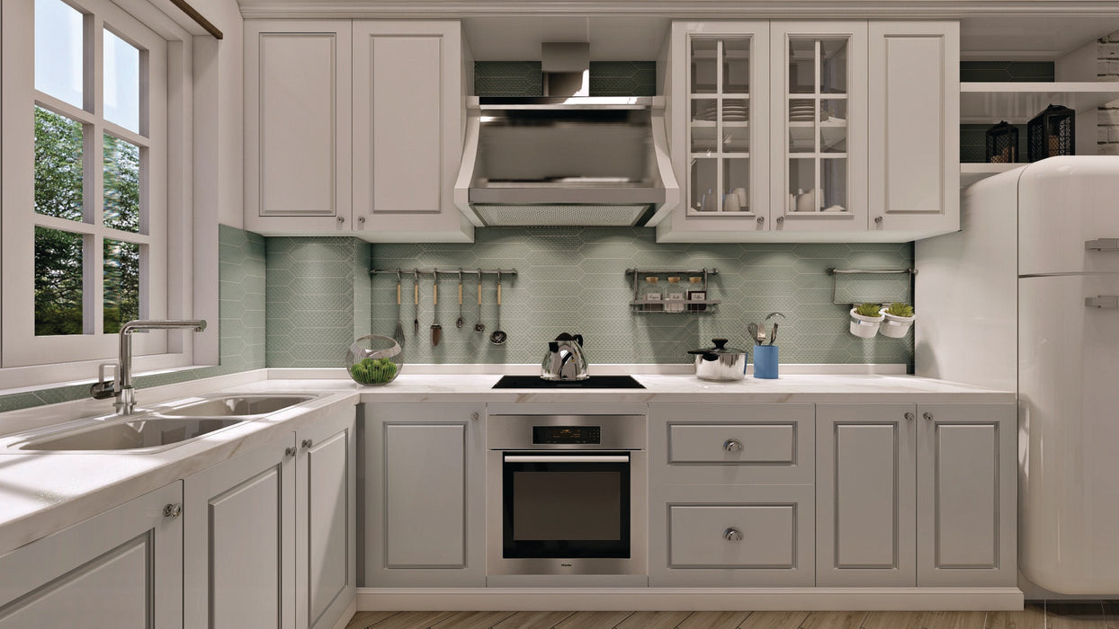 Tesoro - Marrow Collection - 3 in. x 12 in. Glossy Ceramic Wall Tile - Seafoam Deco